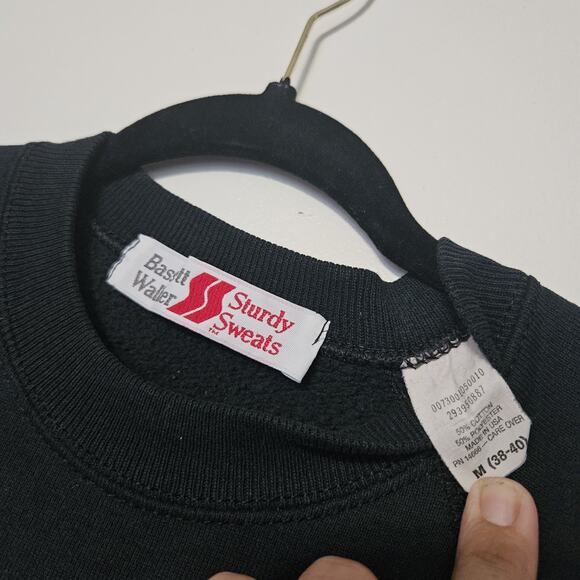 Vtg Embroidered Heart Crew Sweatshirt Women M Blak Grandmacore Cottage 90s Retro - Picture 6 of 8